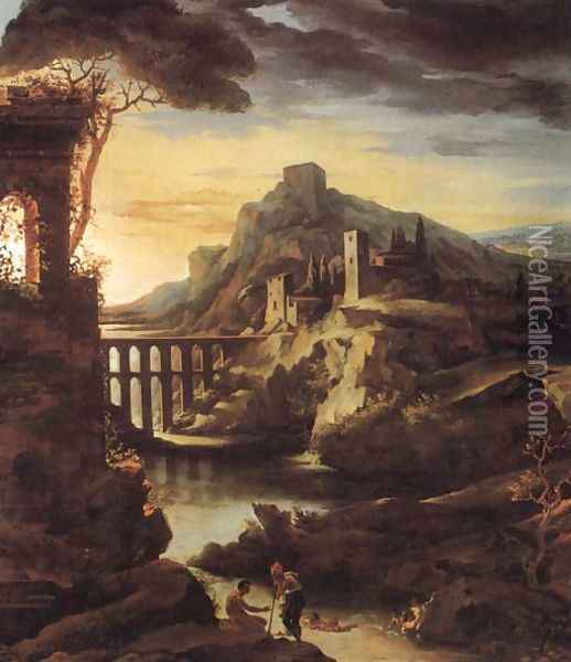 Landscape with an Aqueduct Oil Painting - Theodore Gericault
