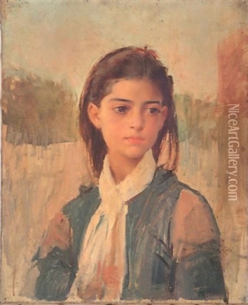 Portrait De Jeune Fille Oil Painting - Henri Regnault