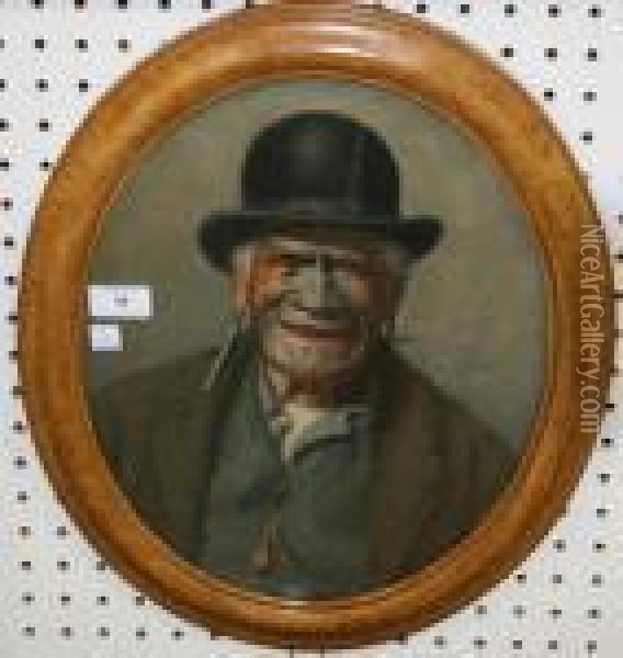 Oval Head And Shoulders Portrait Of A Tattooed Maori Oil Painting - Charles Frederick Goldie