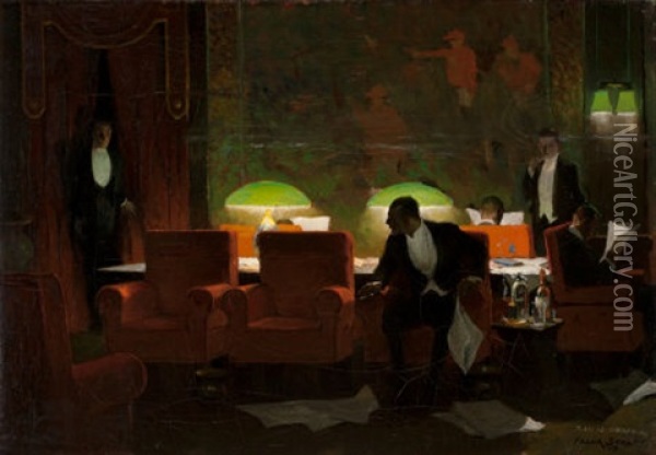 A Gentleman's Club Oil Painting - Frank Street