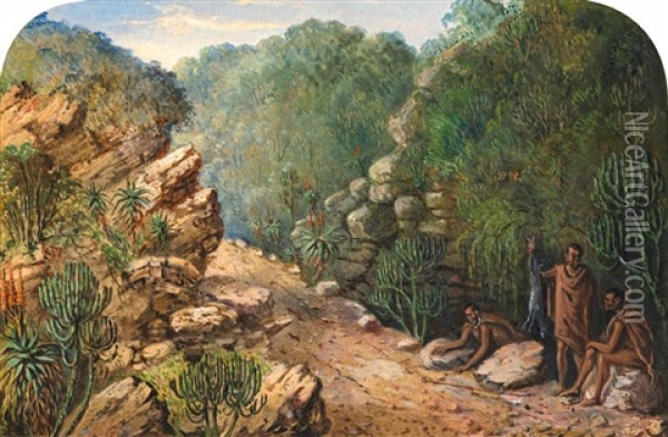 Dassie Kloof - Hunters With Game Oil Painting - Frederick Timpson I'Ons