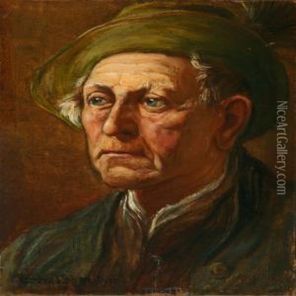 Portrait Of Agentleman Seated Face-to-left Oil Painting - Reinhold Schweitzer