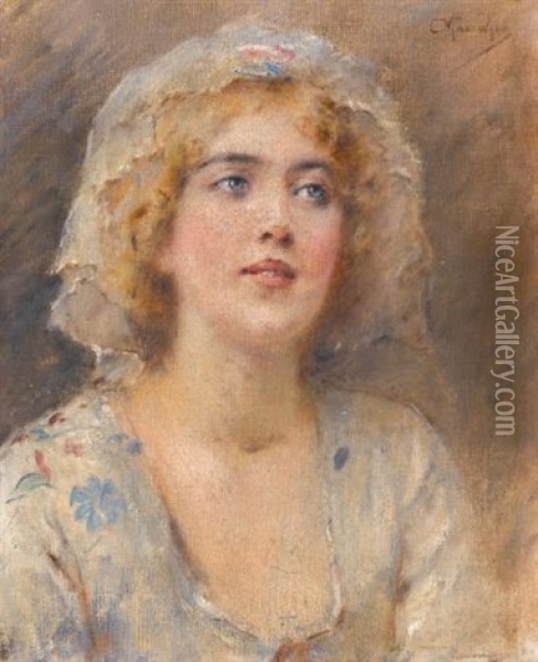 Portrait Of A Girl Oil Painting - Konstantin Egorovich Makovsky