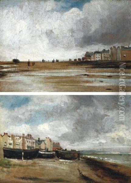Brighton; And Brighton Boats Oil Painting - Frederick Waters Watts
