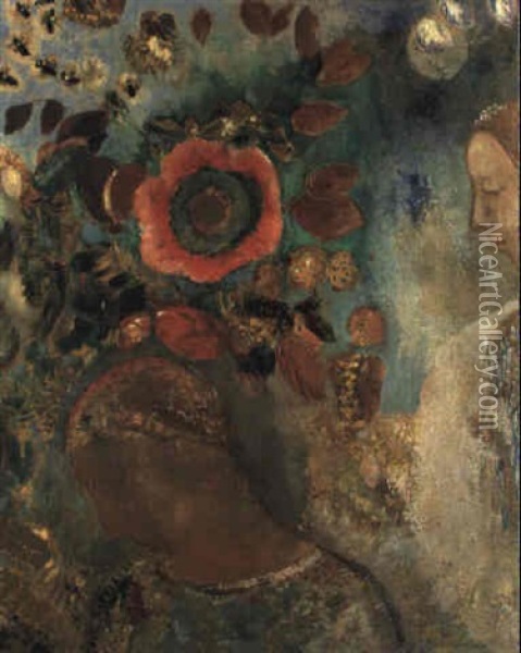 Deux Jeunes Filles En Fleurs Oil Painting - Odilon Redon