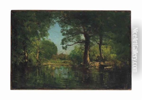 A Woodland Pool Oil Painting - Julian Onderdonk