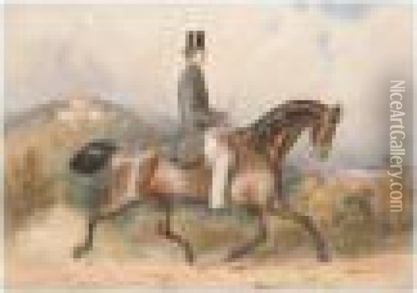 A Gentleman On Horseback Oil Painting - Carl Goebel