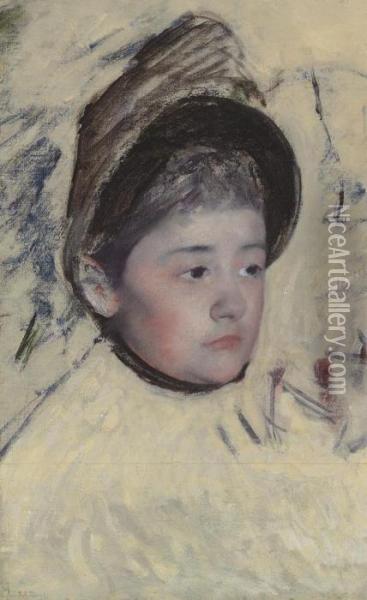 Woman Wearing Bonnet Oil Painting - Mary Cassatt