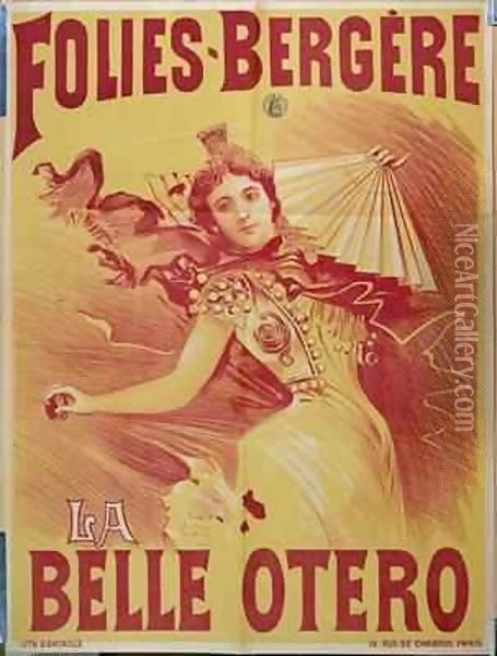 Poster advertising 'la Belle Otero' at the Folies-Bergeres Oil Painting - G. Bataille