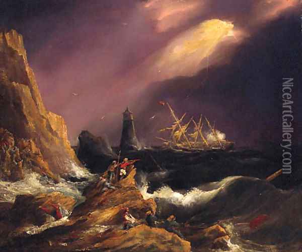 Shipwrecked Oil Painting - English School