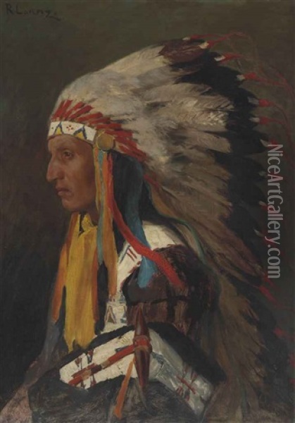 Indian Chief Oil Painting - Richard Lorenz
