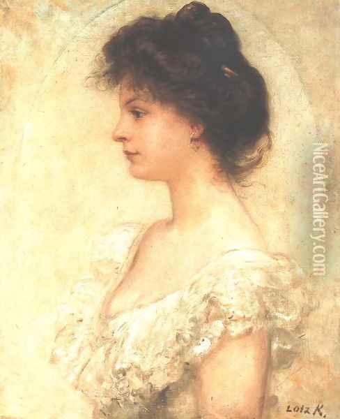 Portrait of Kornelia Lotz 1890s Oil Painting - Karoly Lotz