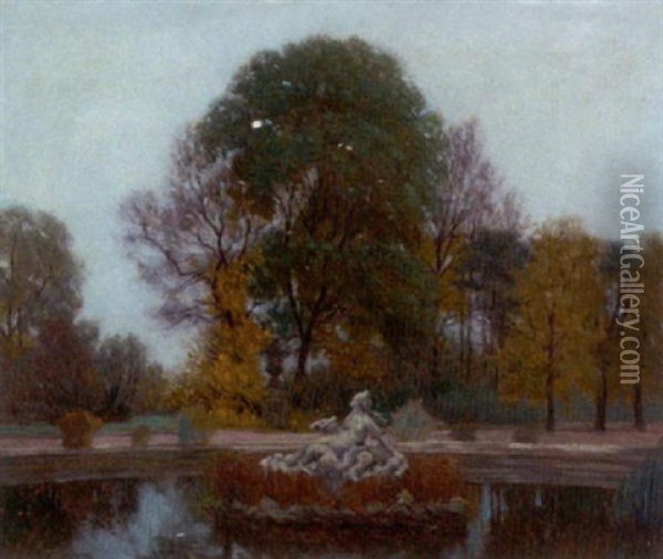 Herbstmotiv Aus Dem Schwarzenberggarten In Wien Oil Painting - Anton Hans Karlinsky
