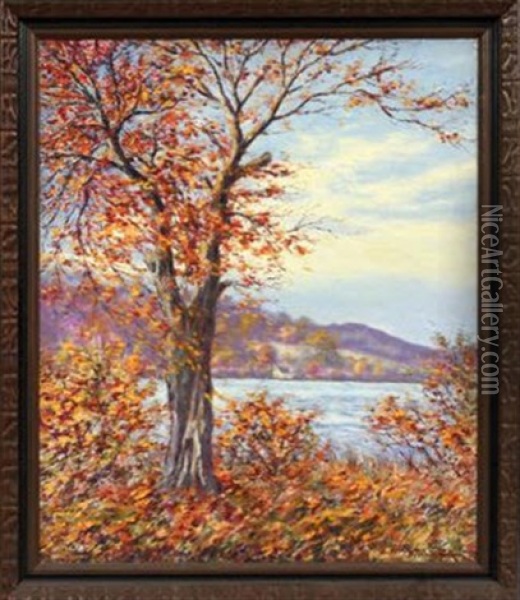 Fall Landscape With Water Oil Painting - Hugo Melville Fisher