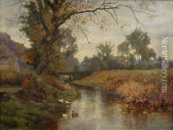 Ducks On A River Oil Painting - Lionel Birch