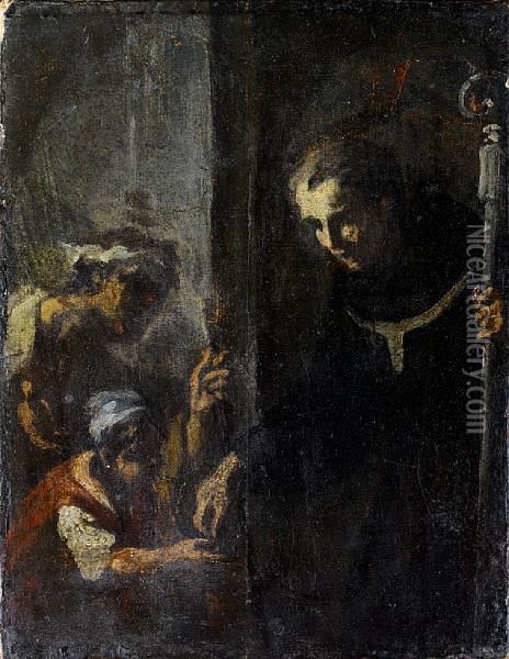 Saint Anthony Giving Alms Oil Painting - Corrado Giaquinto