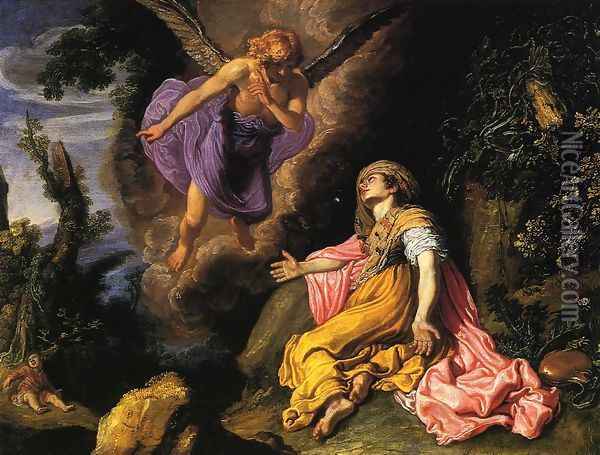 Hagar and the Angel Oil Painting - Pieter Pietersz. Lastman