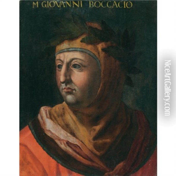 Portrait Of The Author And Poet Giovanni Boccaccio Oil Painting - Cristofano di Papi dell' Altissimo