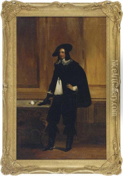 Portrait Of A Gentleman Holding A Sword Oil Painting - Robert Gibb