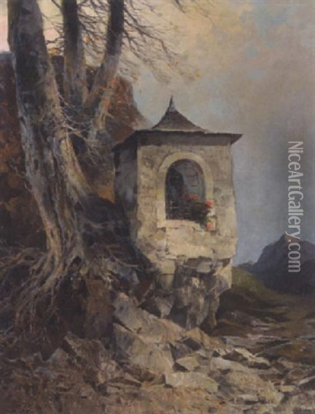 Bildstock Im Hochgebirge Oil Painting - Oskar Mulley