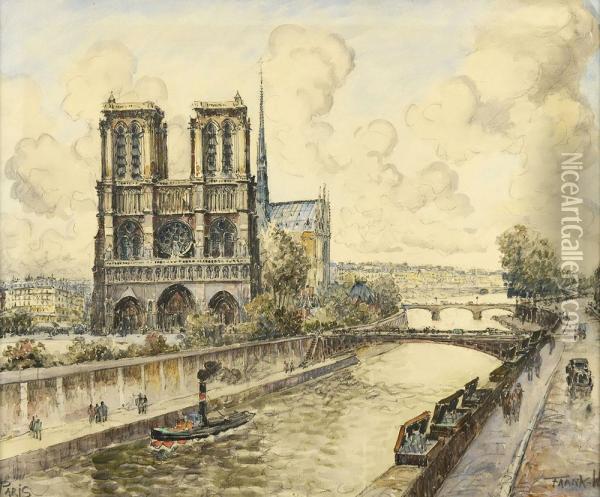 Paris Notre Dame Oil Painting - Franck Antoine Bail