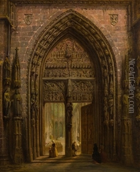 Portico Catedral Gotica Oil Painting - David Roberts