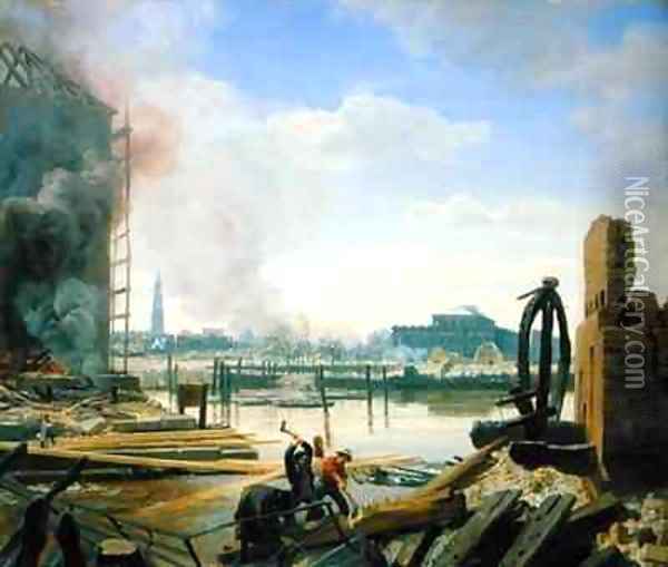 Hamburg After the Fire Oil Painting - Jacob Gensler