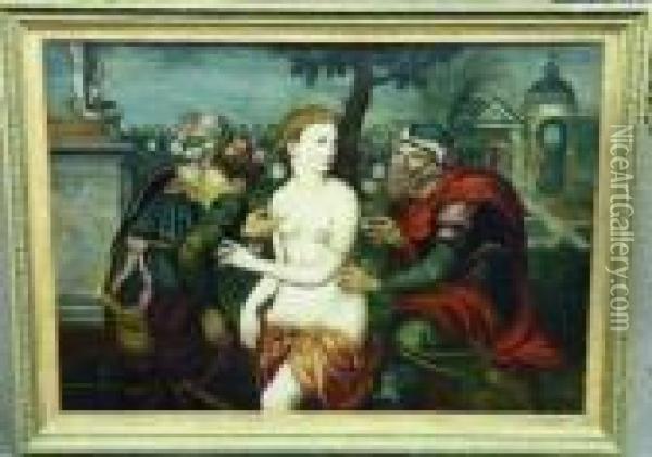 Susanna And The Elders Oil Painting - Jan Massys