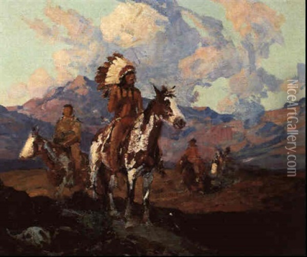 Scouting Party Oil Painting - Frank Tenney Johnson