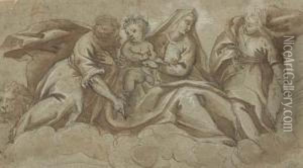 La Vierge A L'enfant Avec Saint Jerome Et Une Sainte Oil Painting - Claudio Ridolfi