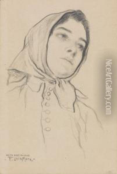 Portrait Of A Woman Oil Painting - Francis Luis Mora