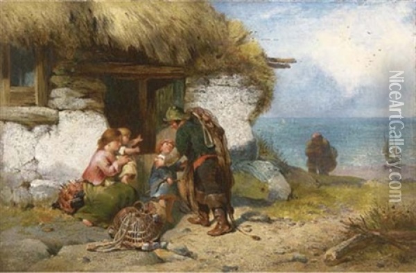 The Fisherman's Farewell Oil Painting - James John Hill