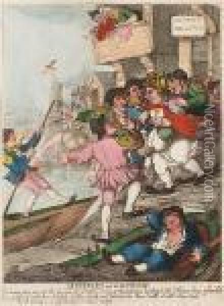 Miseries Of London (wapping Old Stairs) Oil Painting - Thomas Rowlandson