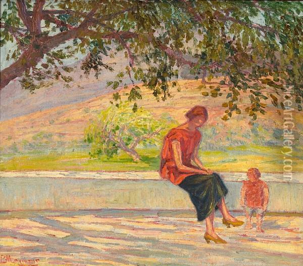 Woman With Child Oil Painting - Vassilis Magiassis