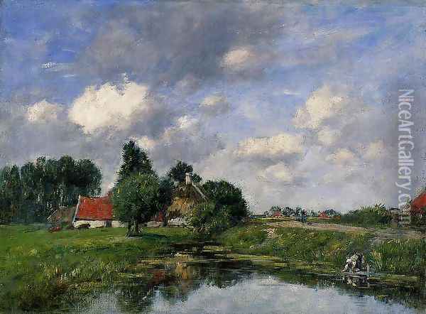 River near Dunkirk Oil Painting - Eugene Boudin
