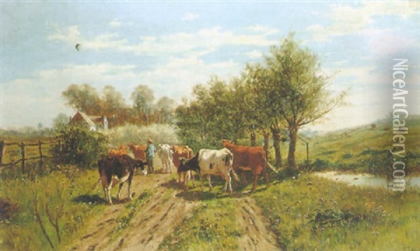 A Country Lane Oil Painting - William Frederick Hulk