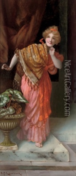 A Grecian Beauty Oil Painting - Charles Frederick Lowcock