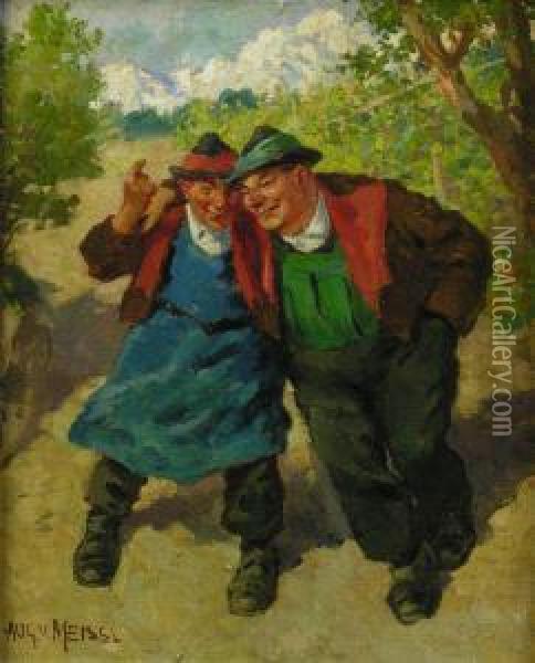 Feucht-frohliche Bauern Oil Painting - August Von Meissl