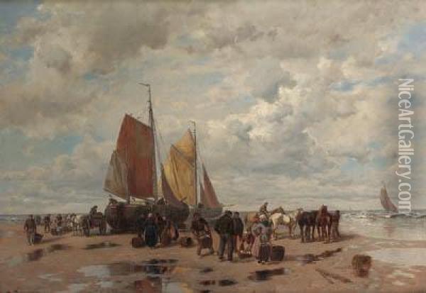 Unloading The Day's Catch Oil Painting - Desire Tomassin