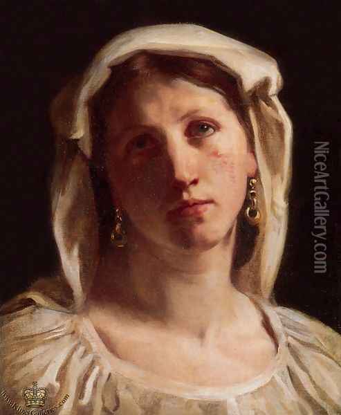 Woman in Italian Costume Oil Painting - William-Adolphe Bouguereau