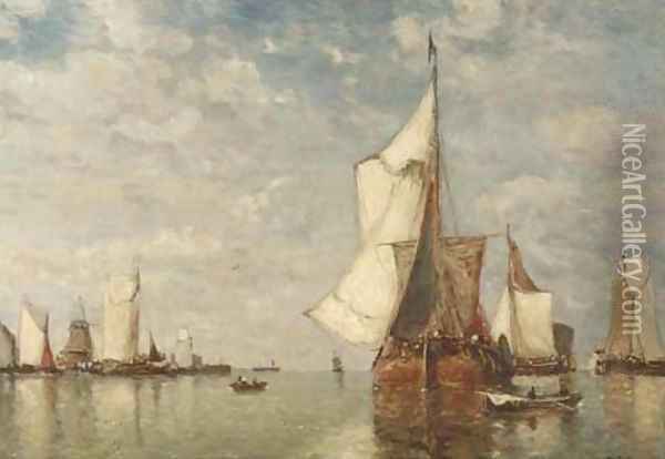 Shipping on the Scheldt 2 Oil Painting - Paul-Jean Clays