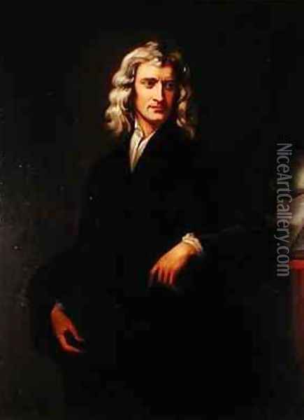 Portrait of Sir Isaac Newton 1642-1727 after an original painting by Sir Godfrey Kneller 1646-1723 Oil Painting - Goldschmit