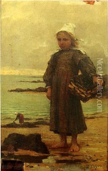 Jeune Ramasseuse De Varech Oil Painting - Theophile-Louis Deyrolle