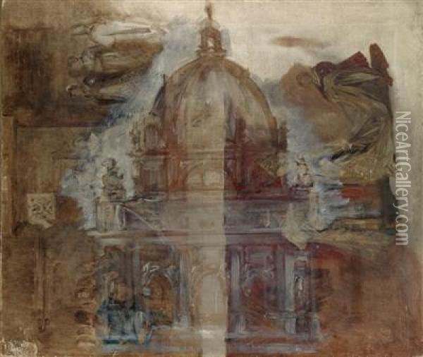 Sketch Of A Dome In Renaissance Form Oil Painting - Hans Makart