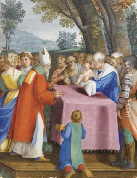 La Circoncisione Oil Painting - Giovanni B. (Il Genvovese) Castello