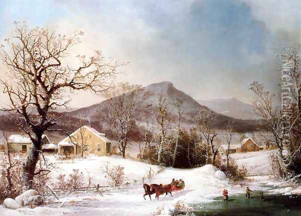 Winter in the Country I Oil Painting - George Henry Durrie