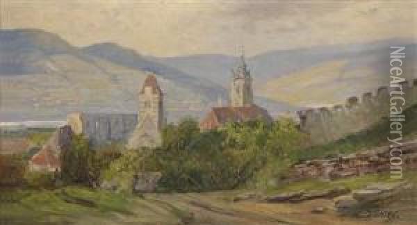 View Of Durnstein Oil Painting - Karl Vikas