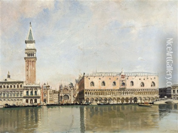 Vue Sur La Place Saint-marc Et Le Palais Des Doges A Venise Oil Painting - Jean Baptiste van Moer