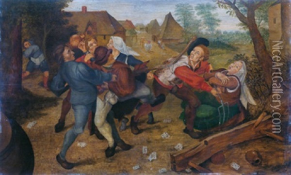 Raufende Bauern Nach Dem Kartenspiel Oil Painting - Pieter Brueghel the Younger