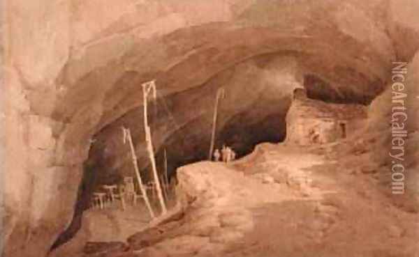 The Peak Cavern Derbyshire 1803 Oil Painting - Paul Sandby Munn